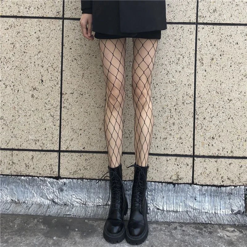 Sexy High Waist Fishnet Tights for Women – Hollow Out Pantyhose, Plus Size XXXL, Black Lingerie Stockings (1PCS/3PCS)