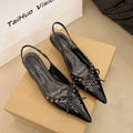 Pointed Toe Slingbacks Sandals Women Elegant Kitten Heel Dress Shoes Shallow Comfy Bowknot Office High Heels Ladies 2026