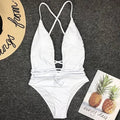 New 2025 Sexy Deep V Neck Wrap Around Female Swimwear One Piece Swimsuit Women Backless Monokini High Cut Bathing Suit Swim Lady