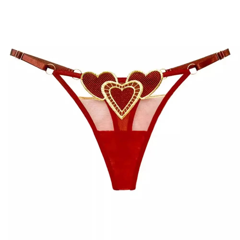Embroidery Heart Thin Sexy Girls G String Thong Panties Women Briefs Hollow Out Transparent Underwear Female Lingerie