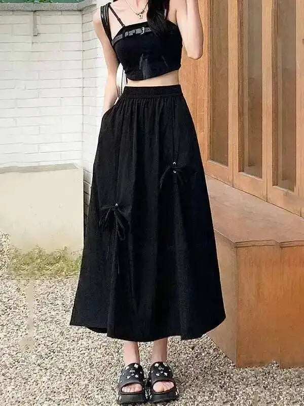 Versatile Knot Spring Summer F Skirt Ele Design Elastic Waist Skirt Sweet Aosphere Skirts For Ladies Fashion Women Skirts HSSZ