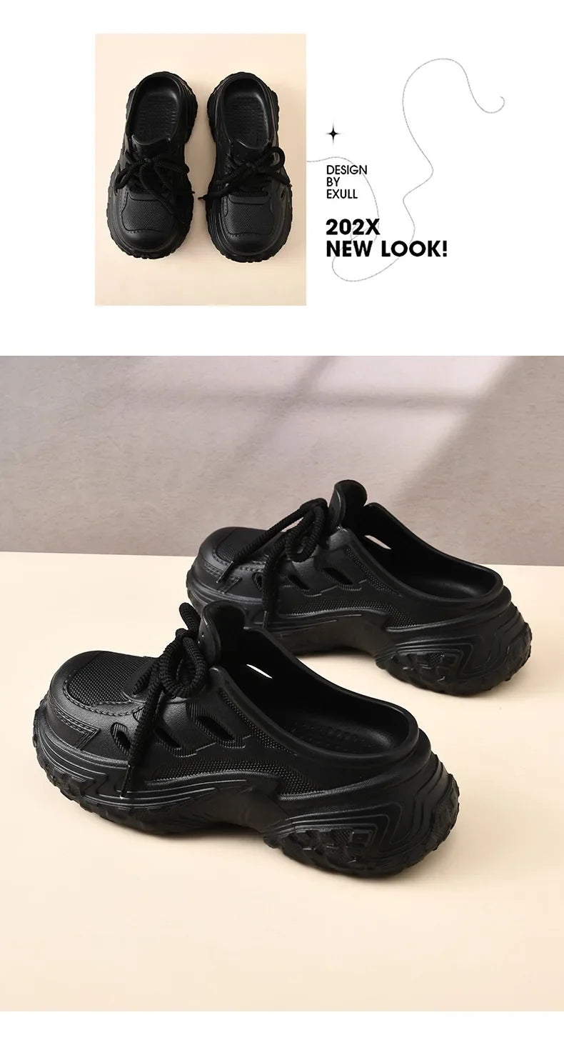 2026 New Leisure Platform Clogs For Women Men Summer Street House Shoes Soft EVA Lace-up Style Slippers Couples Beach Sandals