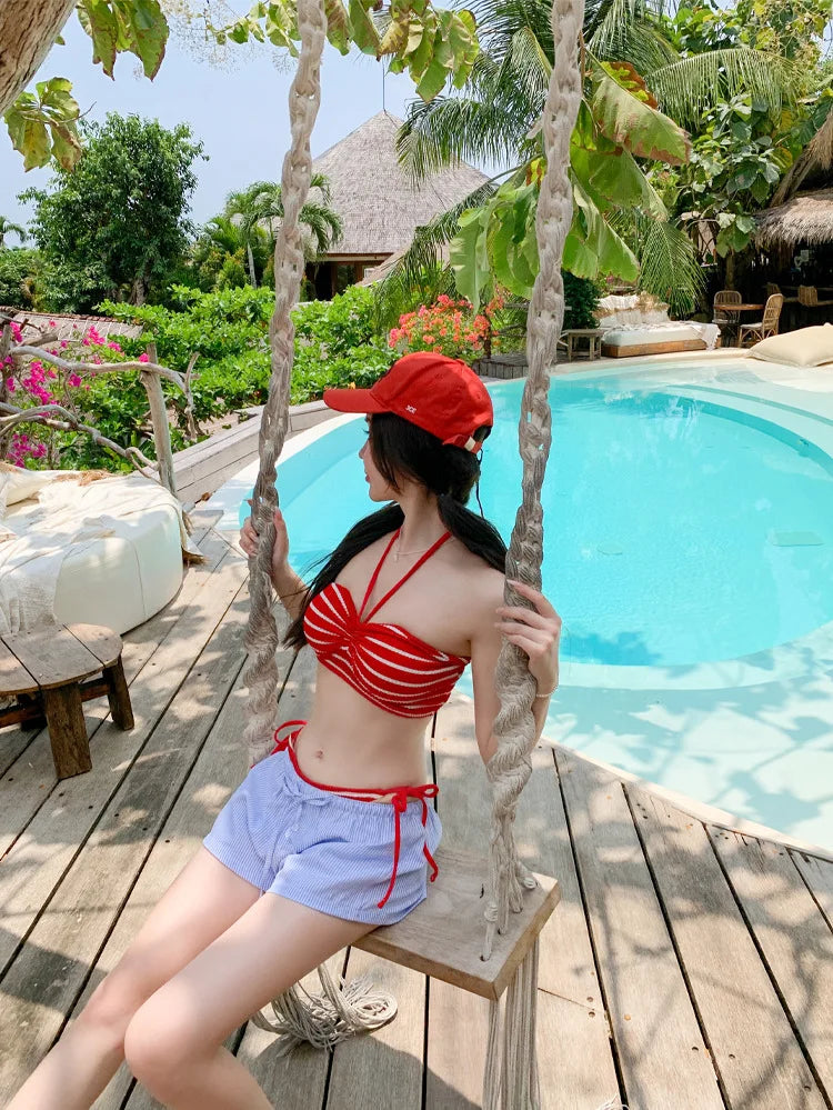 New Split Swimsuit for Women, Bikini, Spicy Girl, High-end, Sexy Sweet, Hanging Neck, Strapless, Hanging Neck, Vacation Swimsuit