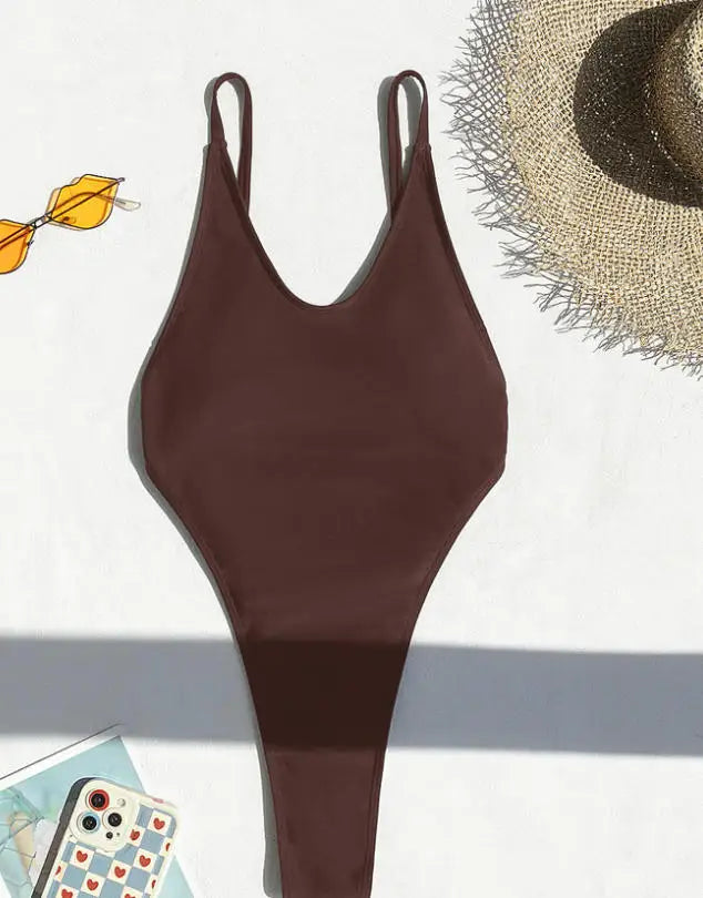 DEKA Black V Neck One-Piece Swimwear Women's Elegant Retro Black Backless Swimsuit High Waist Bathing Suit