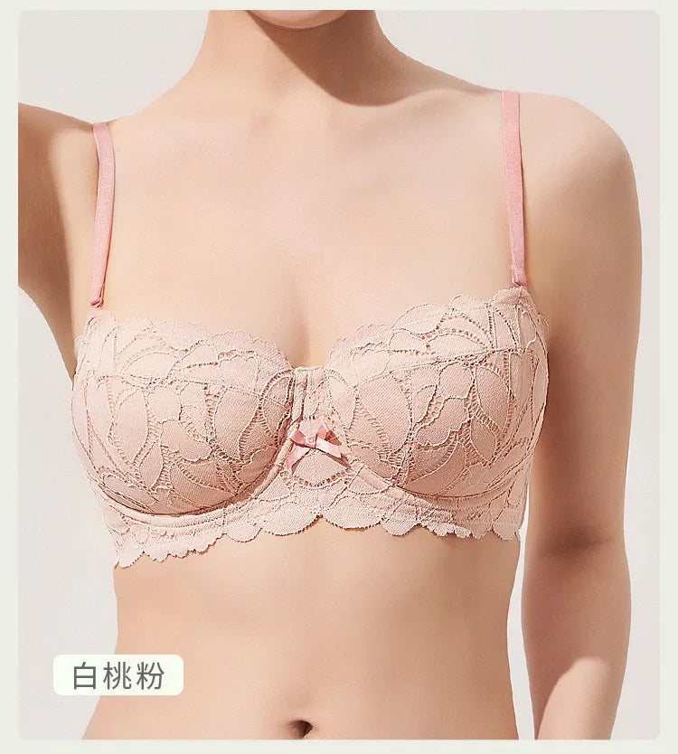 Full Bust French Lace Bralette Wireless Support for Women Plus Size Full Coverage T-Shirt Bra Anti Sagging Comfort MOYISU Sexy