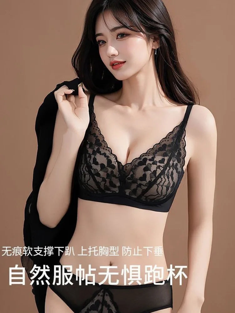 Japanese Sexy Lace Bralette Wireless Bra for Small Chest, Push Up, Side Coverage, Fights Sagging, New Trendy MOYISU Sexy Tushy B
