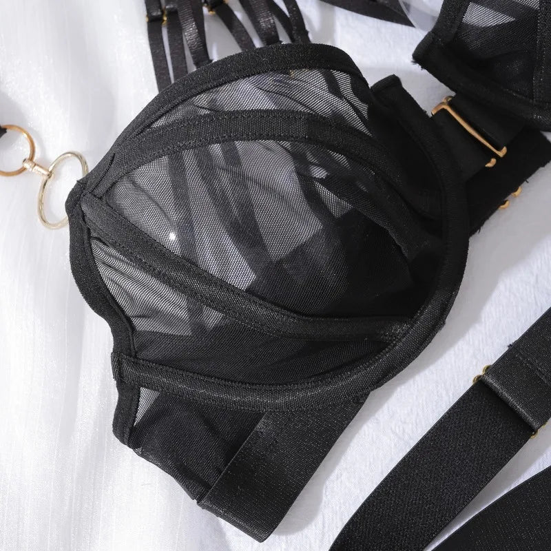 Toucheart Erotic Lingerie Complex Craftsmanship See-through Personalized Body-shaping Sexy Women Underwear Split Four-piece Set