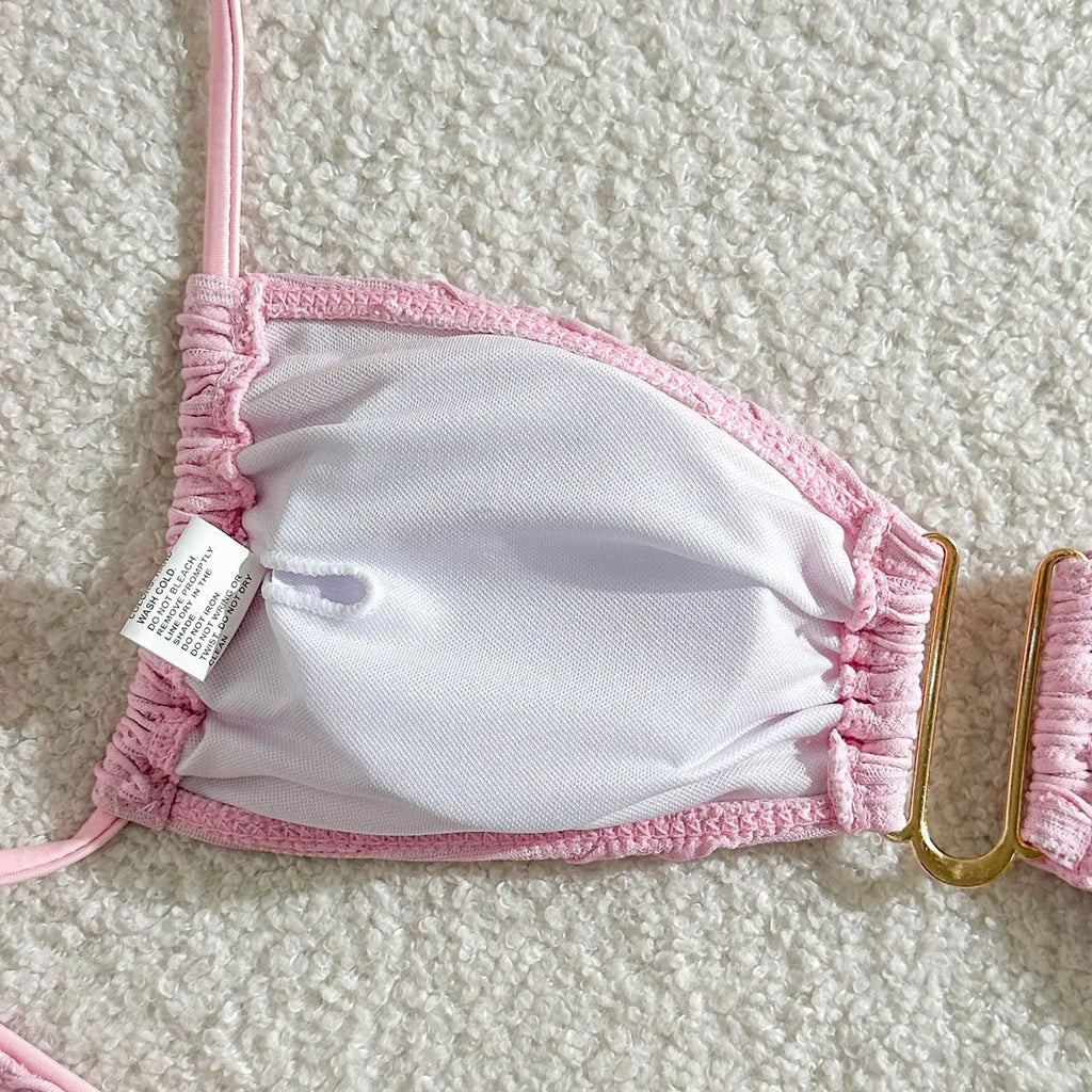 2026 Wrinkled U Ring Bandeau Bikini Women Swimwear Female Swimsuit Two-pieces Bikini Set Bather Pool Bathing Suit Swim Beachwear