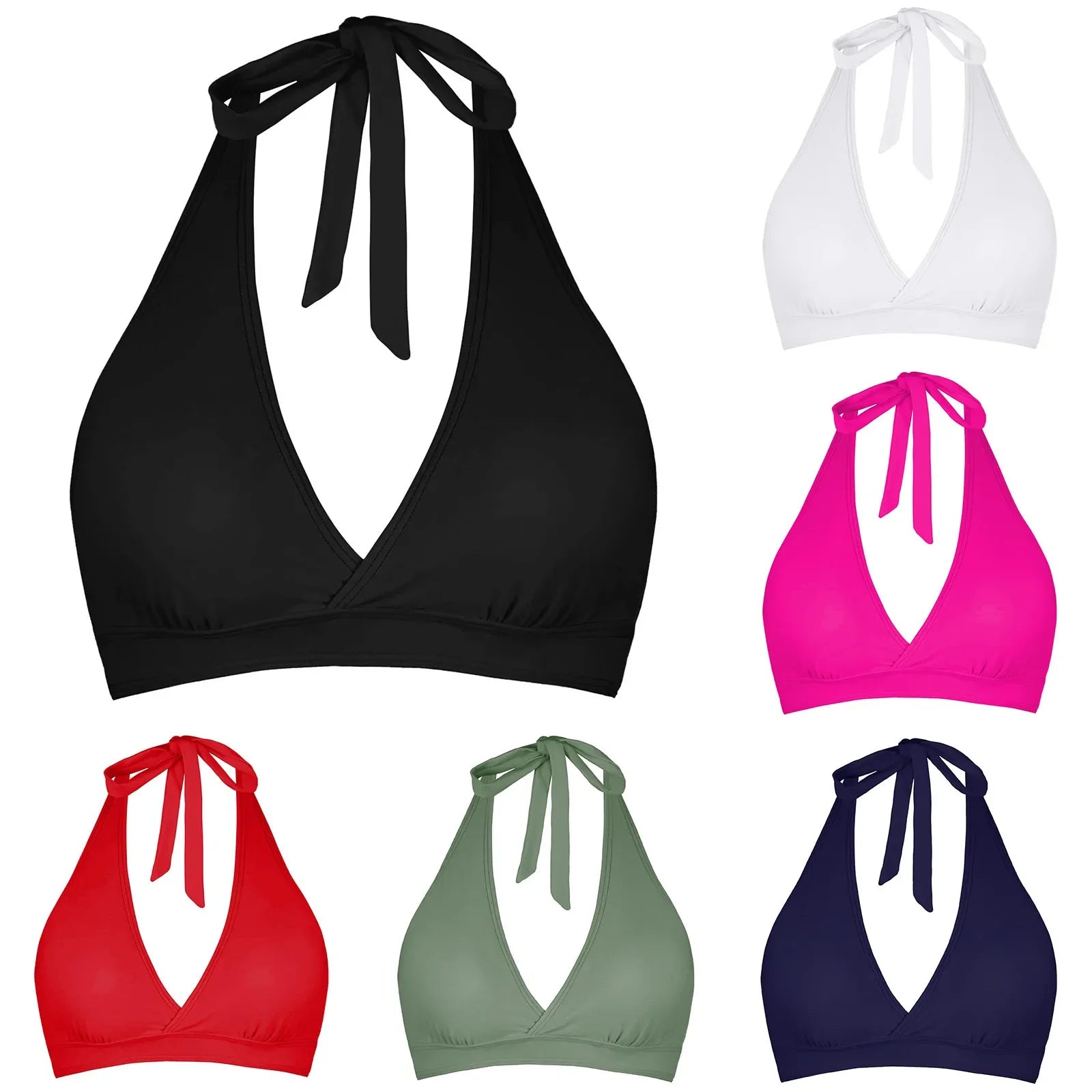 Bikini Bra Top Push Up Swim Crop Top Sexy V Neck Tie Back Swimwear Solid Beachwear One Piece Swimsuit Underwear Bathing Suit