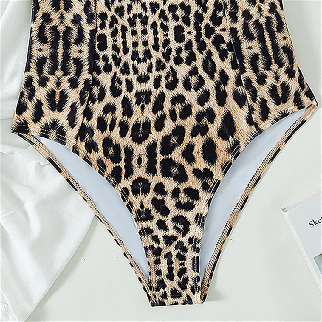 S - XL New Leopard Printed Underwired Bra Cup Women Swimwear One Piece Swimsuit Female Monokini Bather Bathing Suit Swim V3262