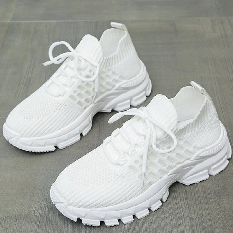 Spring Autumn Breathable Mesh Sneakers Woman Non-Slip Lightweight Solid Sports Shoes Women Casual Plus Size Lace Up Shoes Female