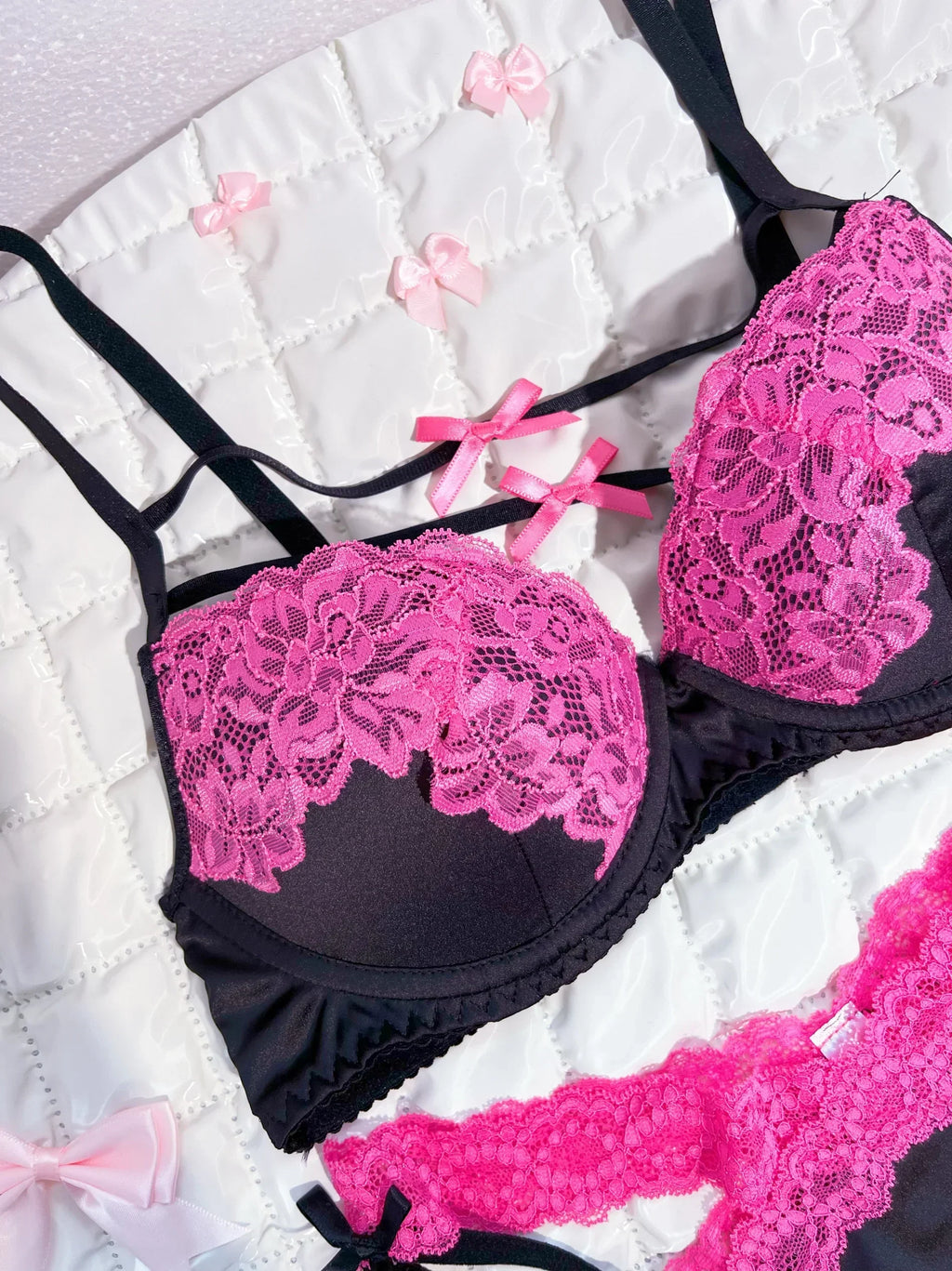 MOYISU New Release Contrast Bra Set | Demure & Sexy French Lace Bralette | Accentuates Small Chest Curves | Breathable Lingerie