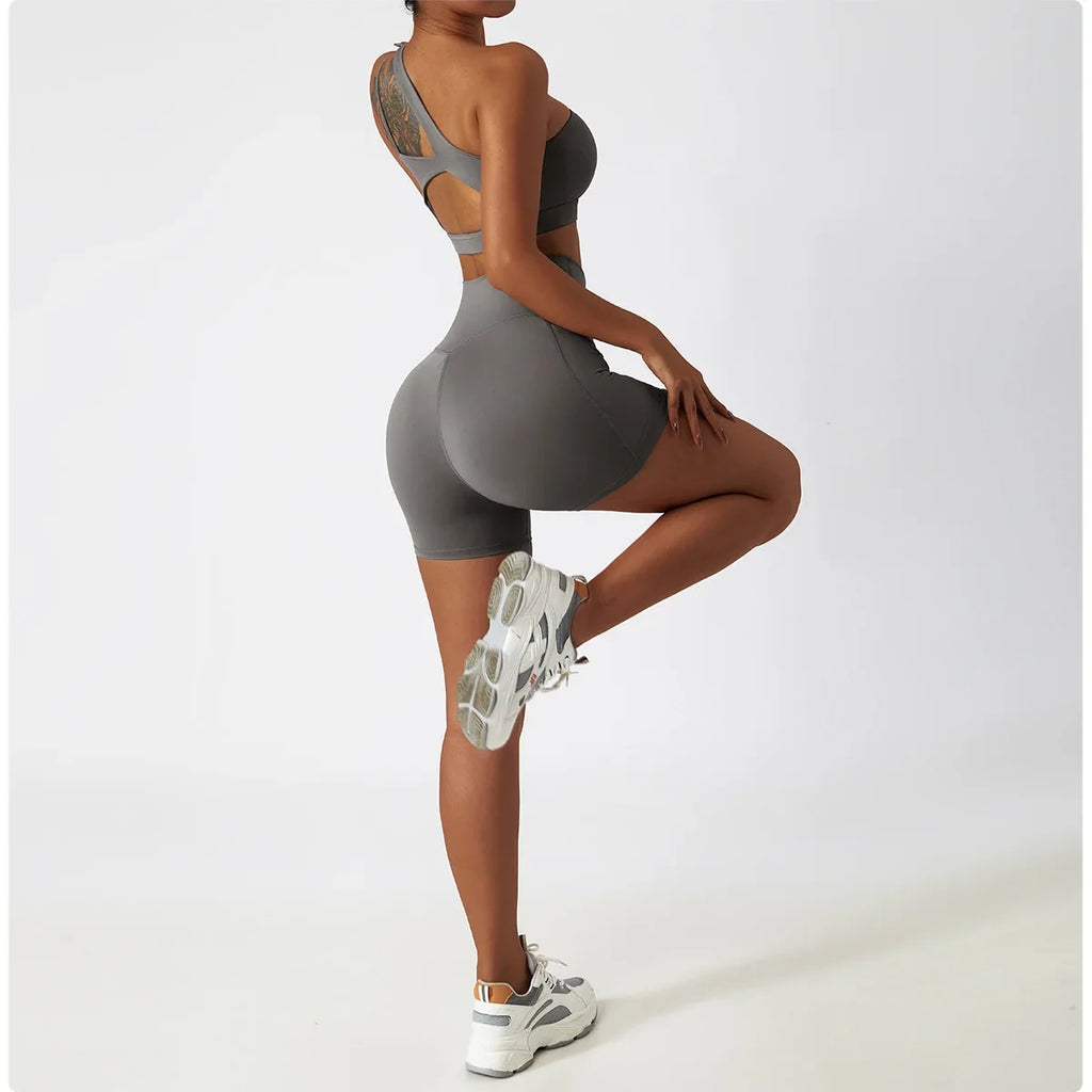 Comfortable Skin Friendly Summer High Waist Yoga Shorts Gym Hip Lift Pants Pocket Breathable Running Cycling Sports Shorts Women