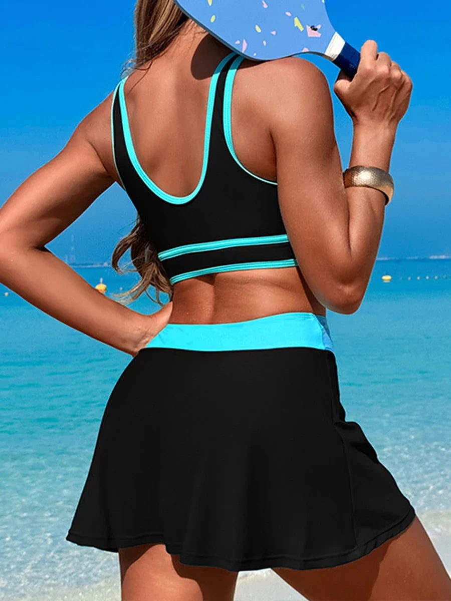 2026 Sporty Swimsuit Women Two Pieces High Waist Beach Dress Solid Swimwear Female Bathers Bathing Swimming Swim Suit Beachwear