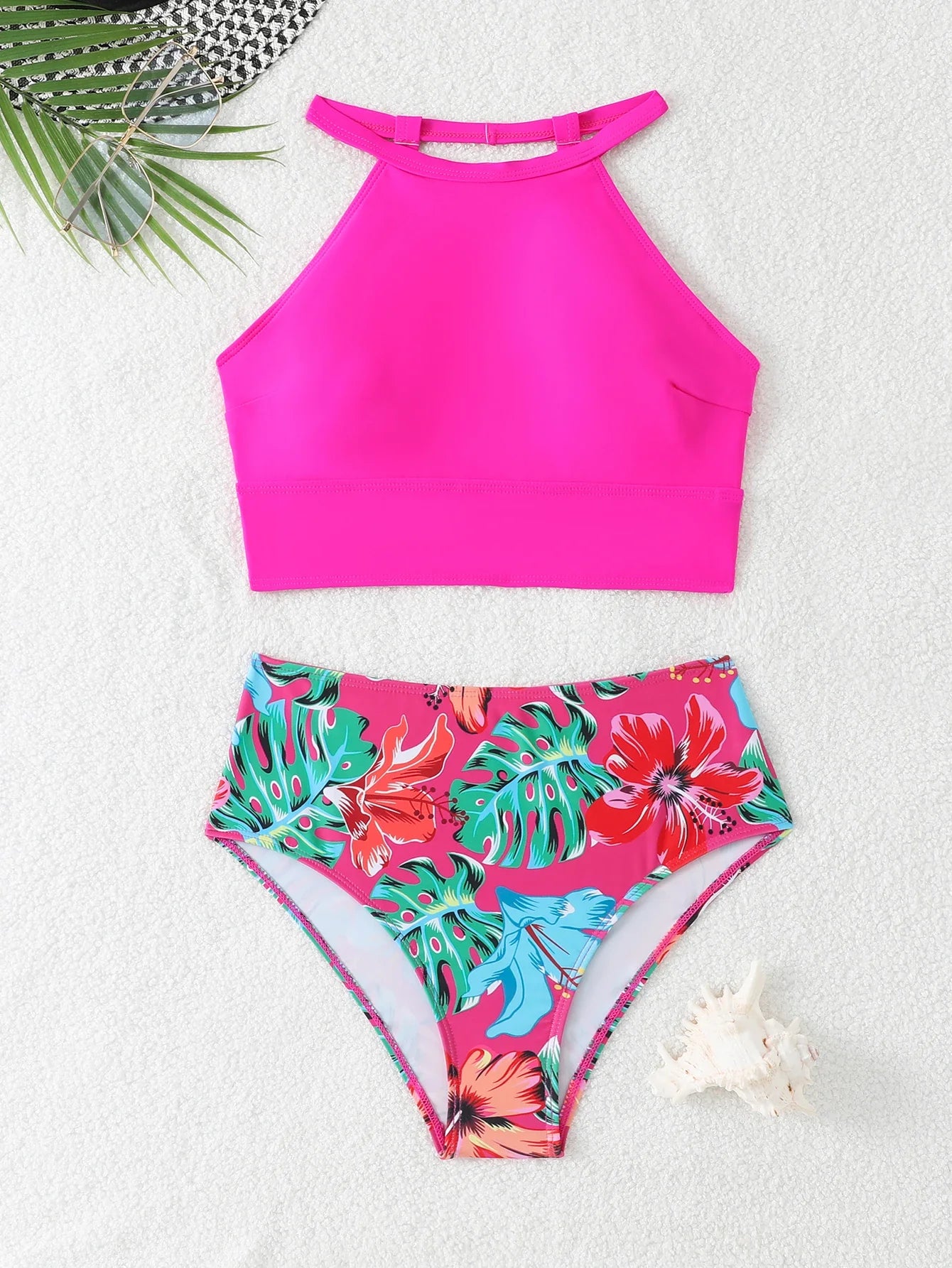 2026 High Waist Bikini Women High Neck Swimsuit Printed Swimwear Female Padded Beachwear Bathers Bathing Swimming Swim Suit