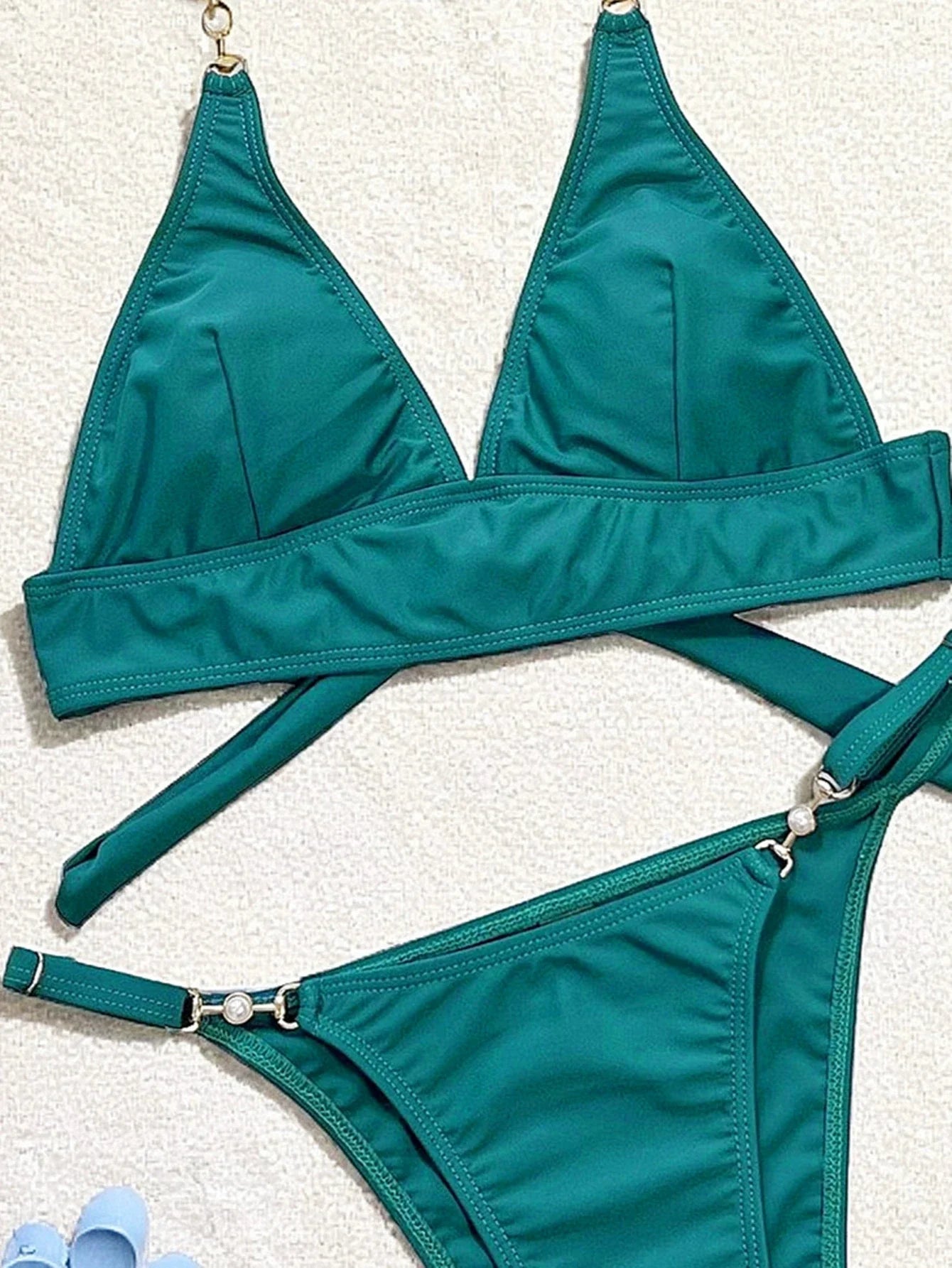 DEKA Push Up Bikini Set Women Solid Color Split Swimsuit Bottoms High Waist Summer Beachwear Bathing Suit
