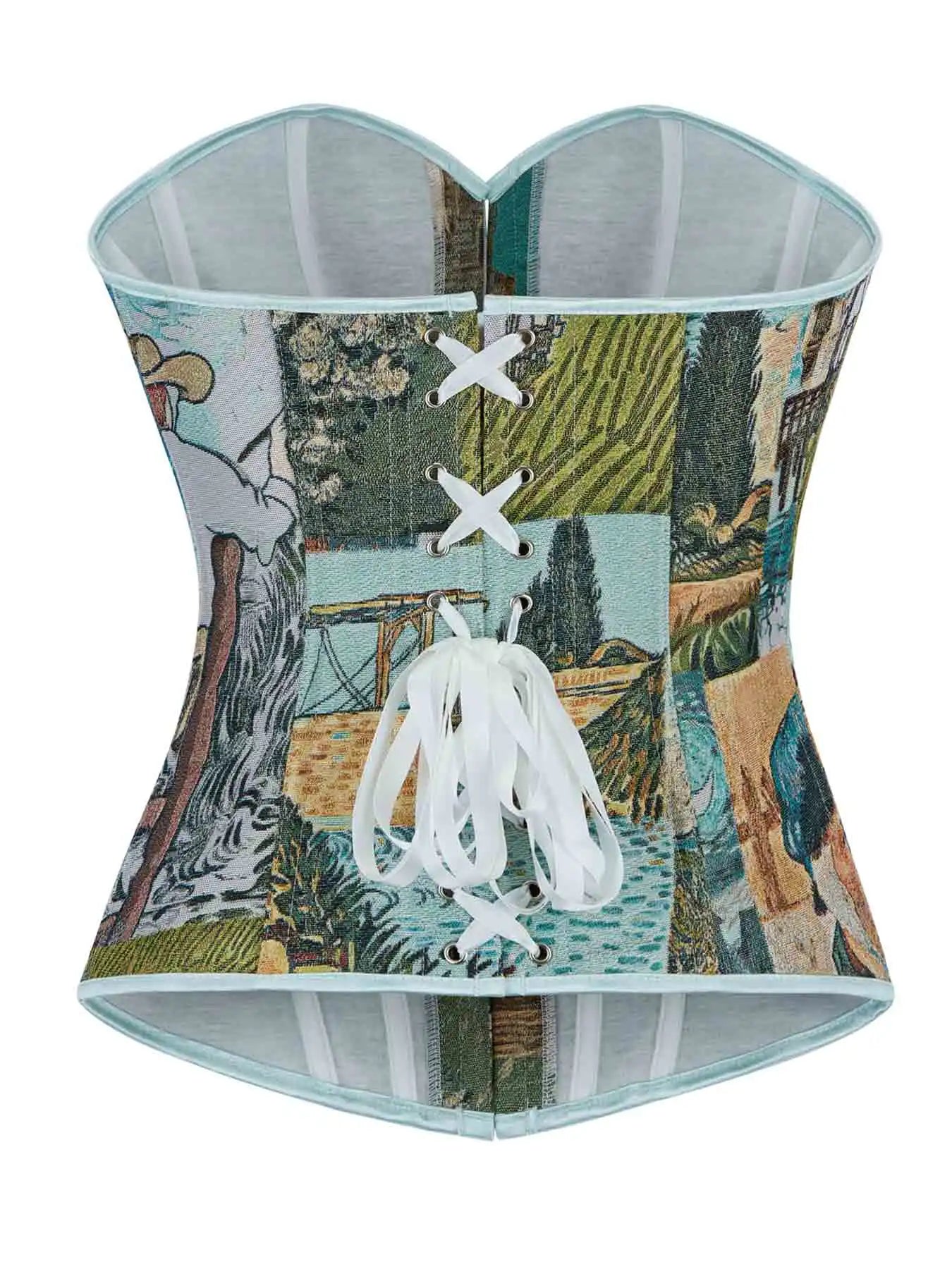 New retro palace style corset oil painting style jacquard fabric gathers waist and wears corsets.