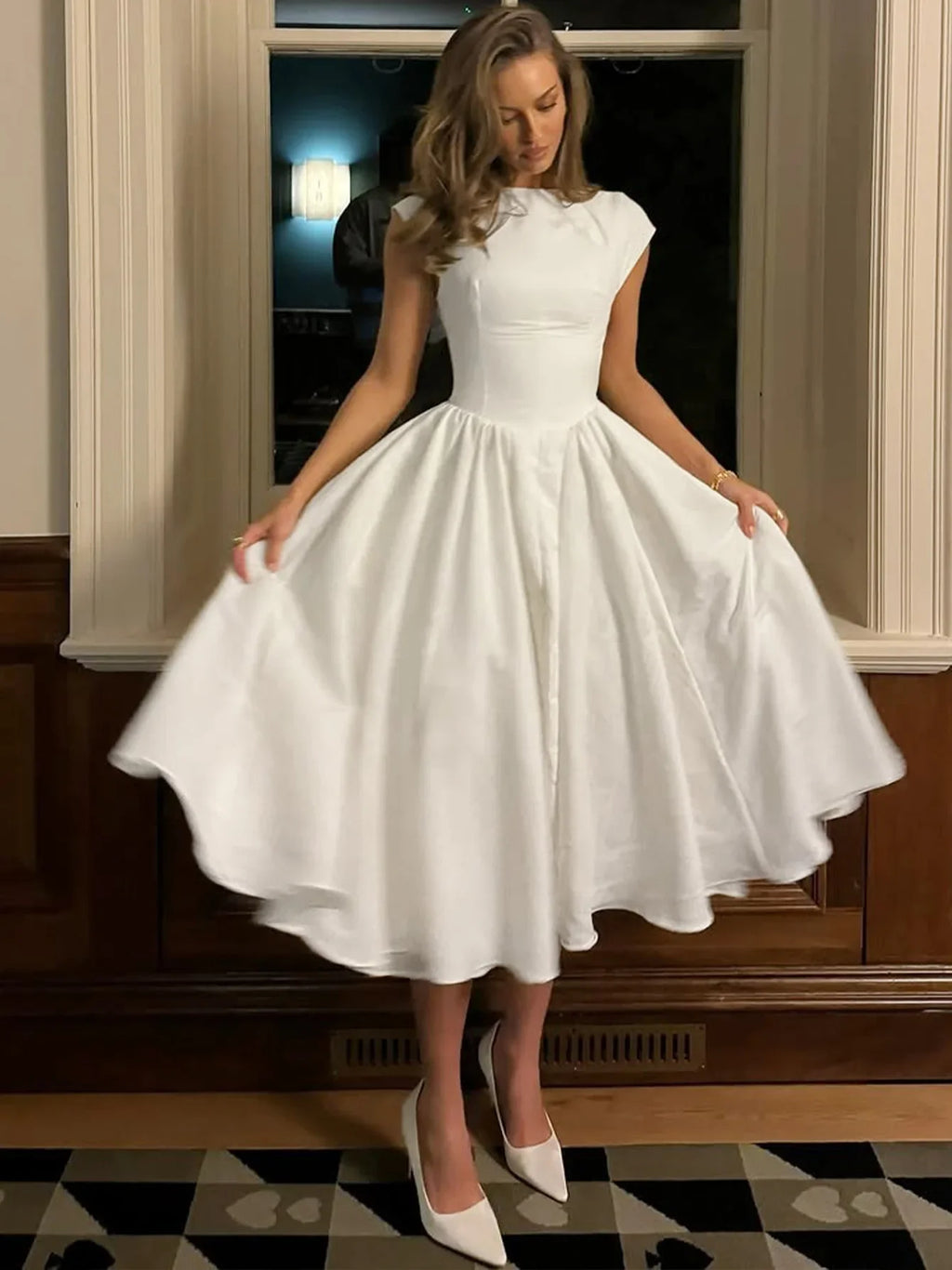 FDYOUI Elegant Sleeveless Backless A-line Party Dress for Woman 2026 Summer Tunics High Waist Solid Wedding Evening Prom Dresses