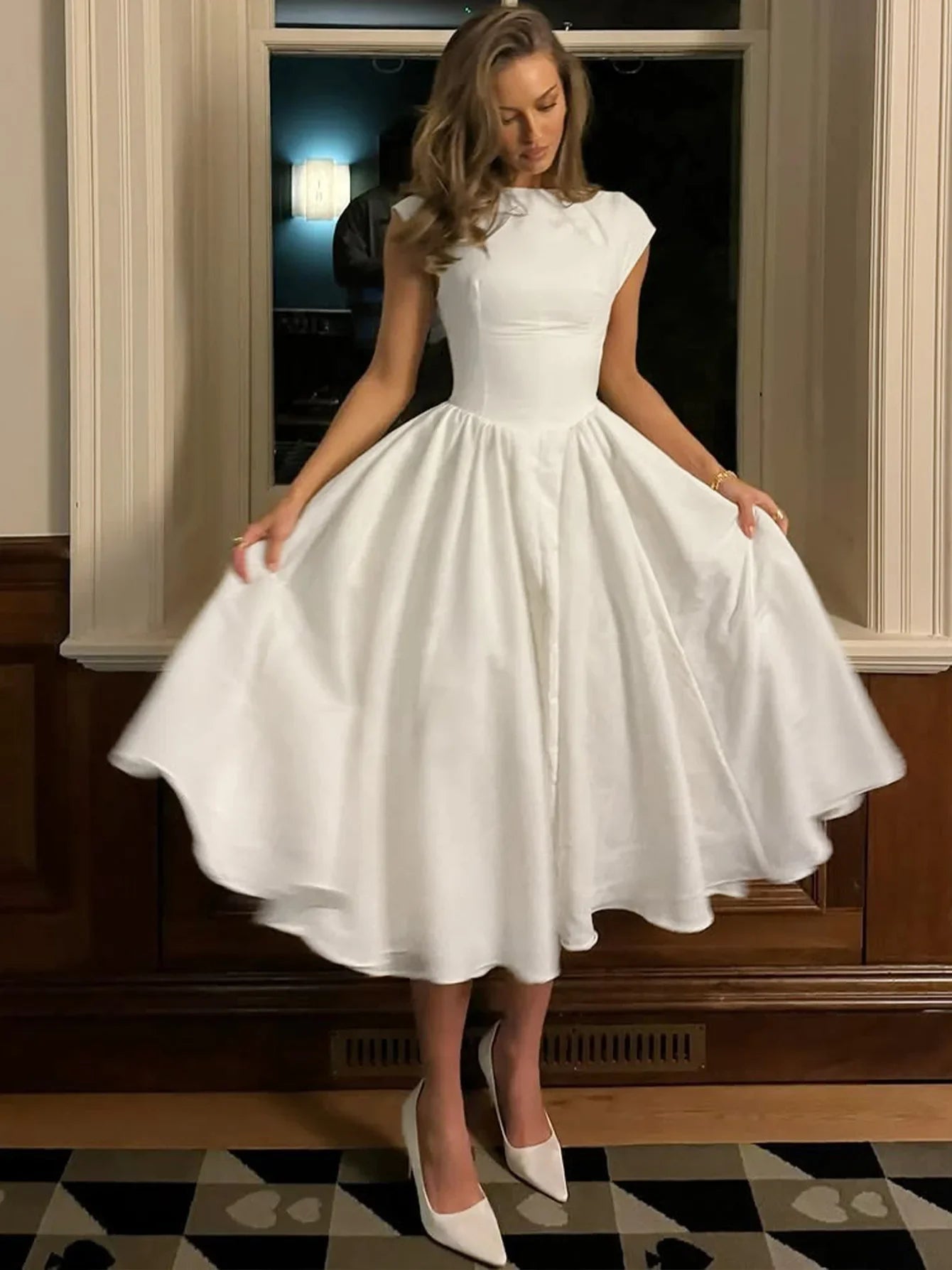 FDYOUI Elegant Sleeveless Backless A-line Party Dress for Woman 2026 Summer Tunics High Waist Solid Wedding Evening Prom Dresses