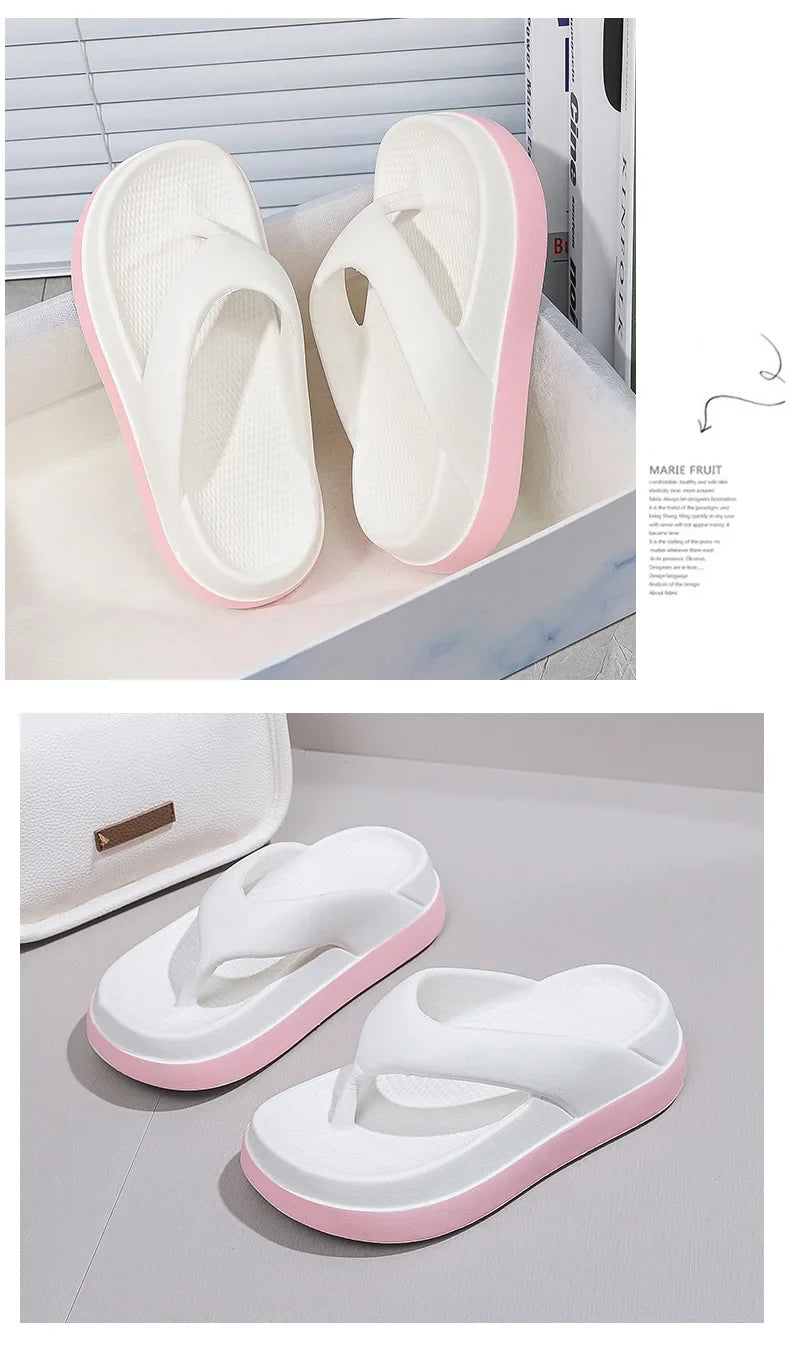 Woman Beach Flip Flops Fashion Summer Shoes 2025 Trend Girls Platform Sandals Soft EVA Non-slip Female Indoor Outdoor Slippers