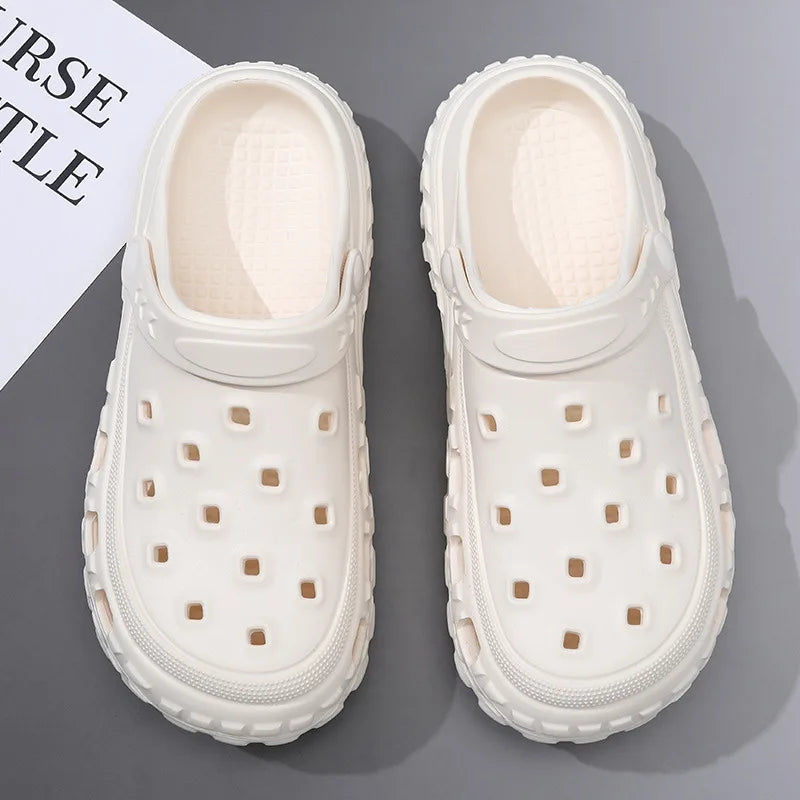 Men Summer Slippers Close Toe Leisure Clogs Soft EVA Anti-slip 2 Way Wear Shoes Couples Indoor Beach Slides Street Sandals