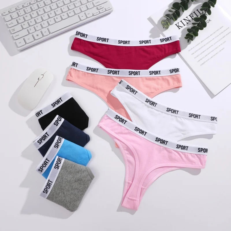 5Pcs/Set Women Thongs Cotton Panties Plus Zise Underwear Sexy G-String Low Waist Briefs Underpants Comfortable Lingerie S-XL