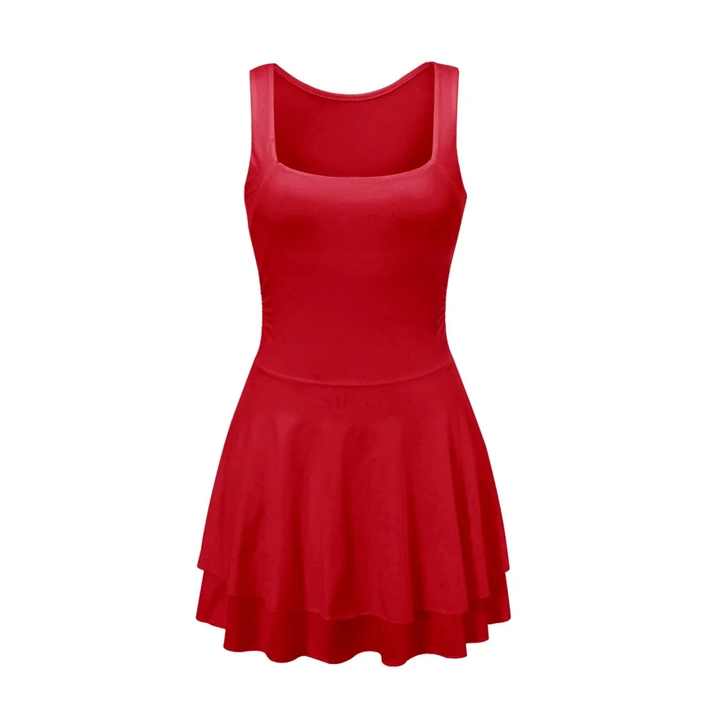 Women’s Summer Tank Dress for Party Club Evening Sleeveless Square Neck A-Line Dress Short Flowy Dress