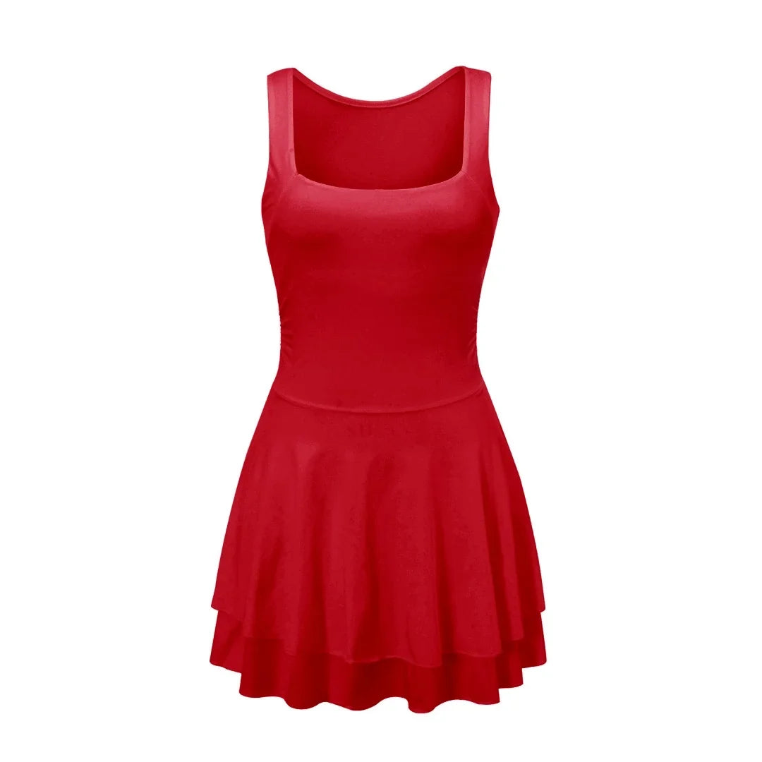 Women’s Summer Tank Dress for Party Club Evening Sleeveless Square Neck A-Line Dress Short Flowy Dress