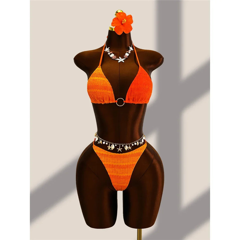 4PCS With Cover Up Skirt Gradient Bikini Women Swimwear Female Swimsuit Four-pieces Bikini set Bather Bathing Suit Swim V8303