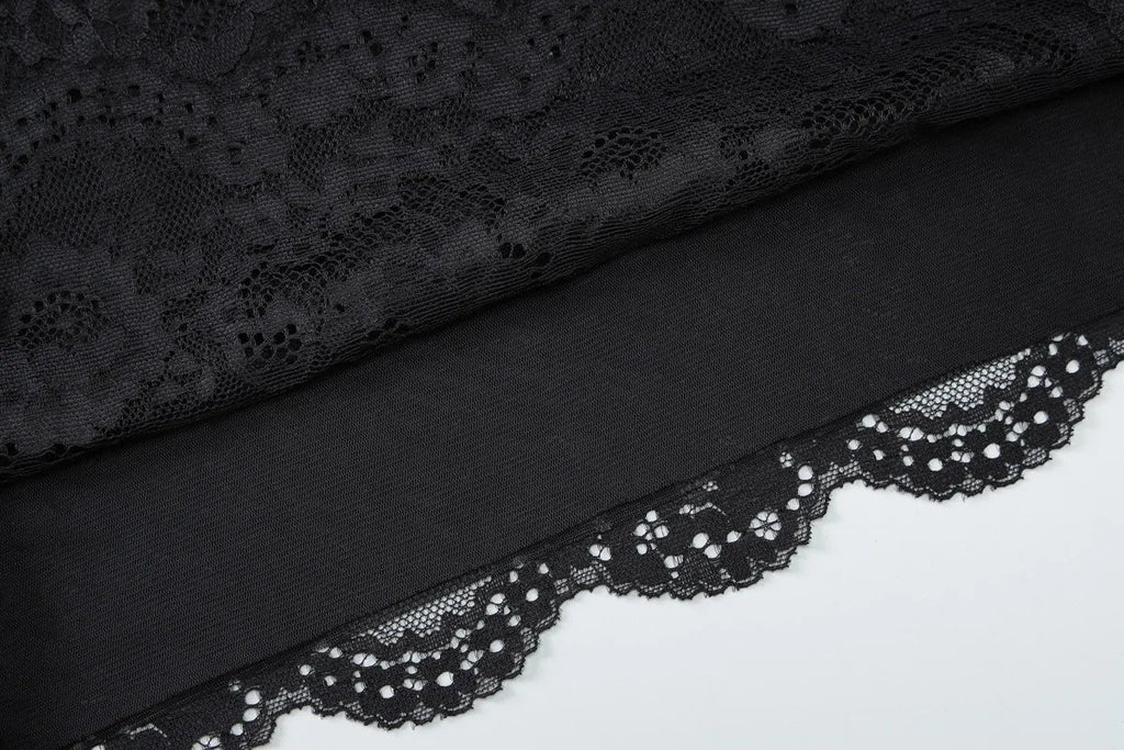 FDYOUI Spaghetti Strap See-through Mesh Dress Women Sleeveless Lace Patchwork Mini Party Dresses White Black Night Club Outfit
