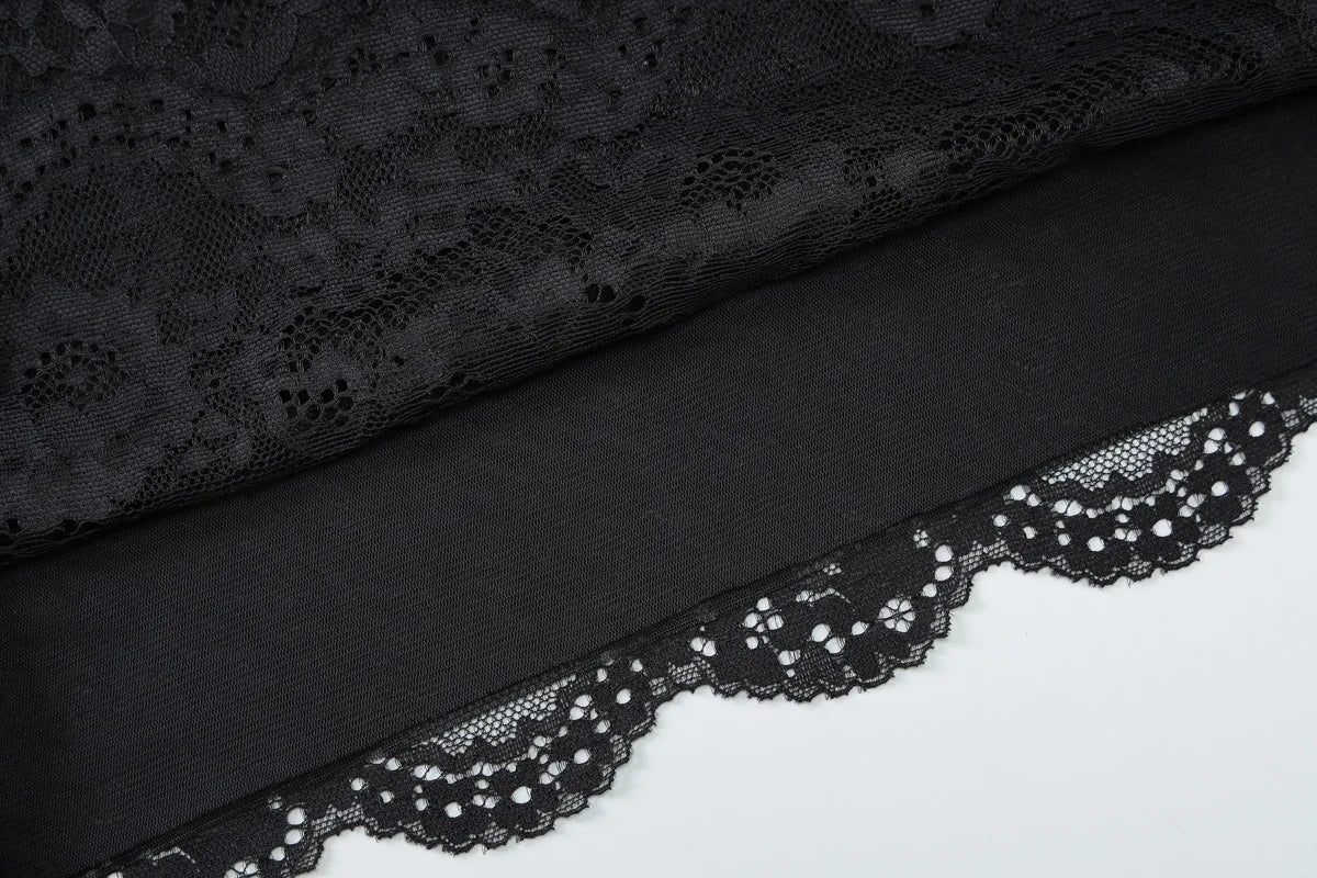 FDYOUI Spaghetti Strap See-through Mesh Dress Women Sleeveless Lace Patchwork Mini Party Dresses White Black Night Club Outfit