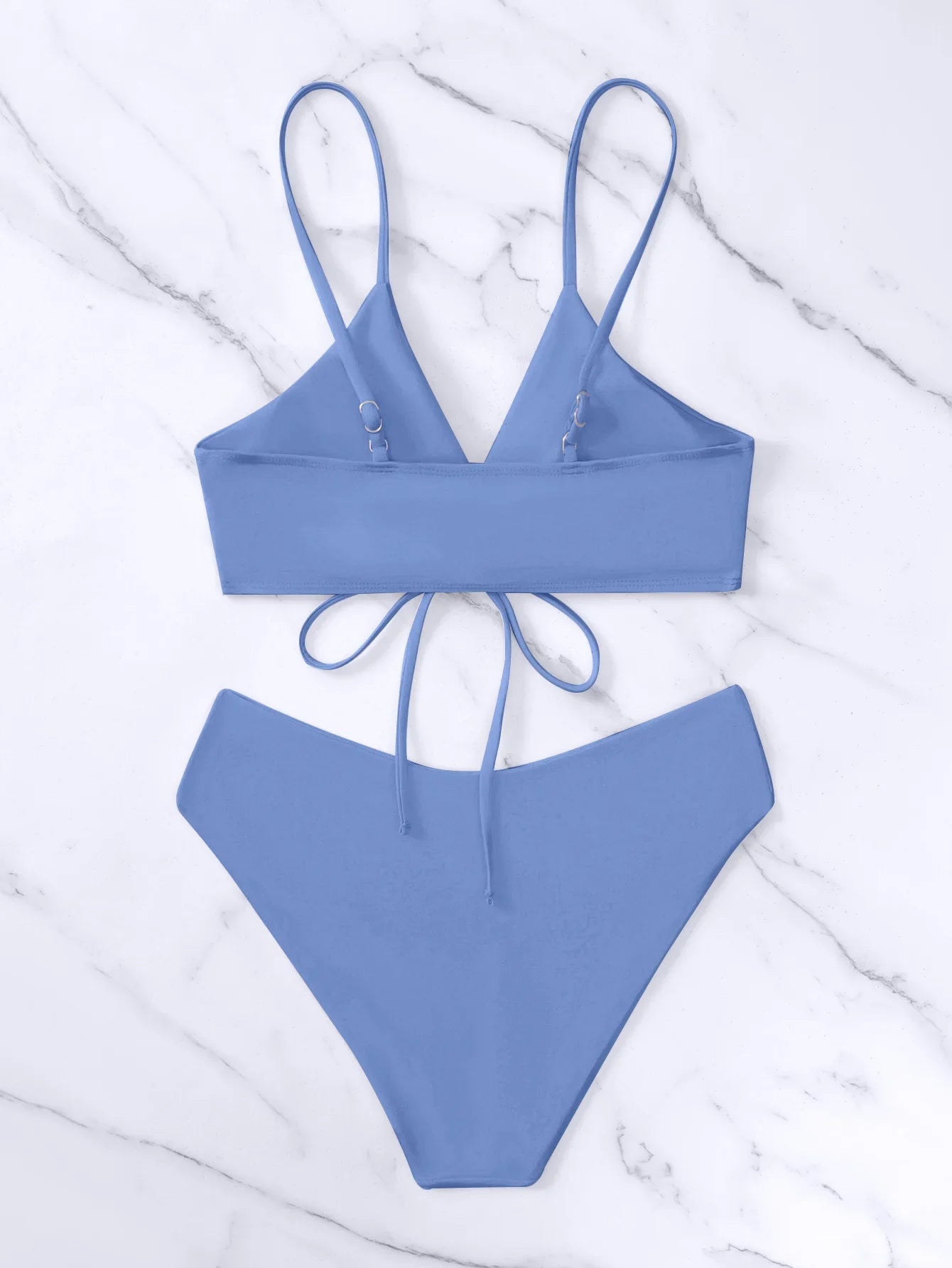 New Women's Swimsuit High Waist Two Piece Bikini Set Hollow Out V-neck Bandage Cross Backless Beach Swimwear Summer Bathing Suit