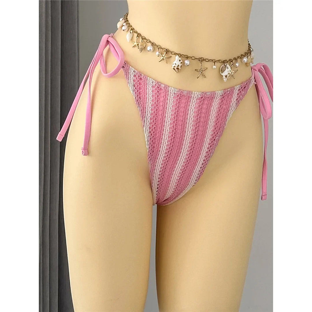 4PCS Striped With Long Sleeve Pants Bikini Female Swimsuit Women Swimwear Bather Bathing Suit Swim Four-pieces Bikini set K8072