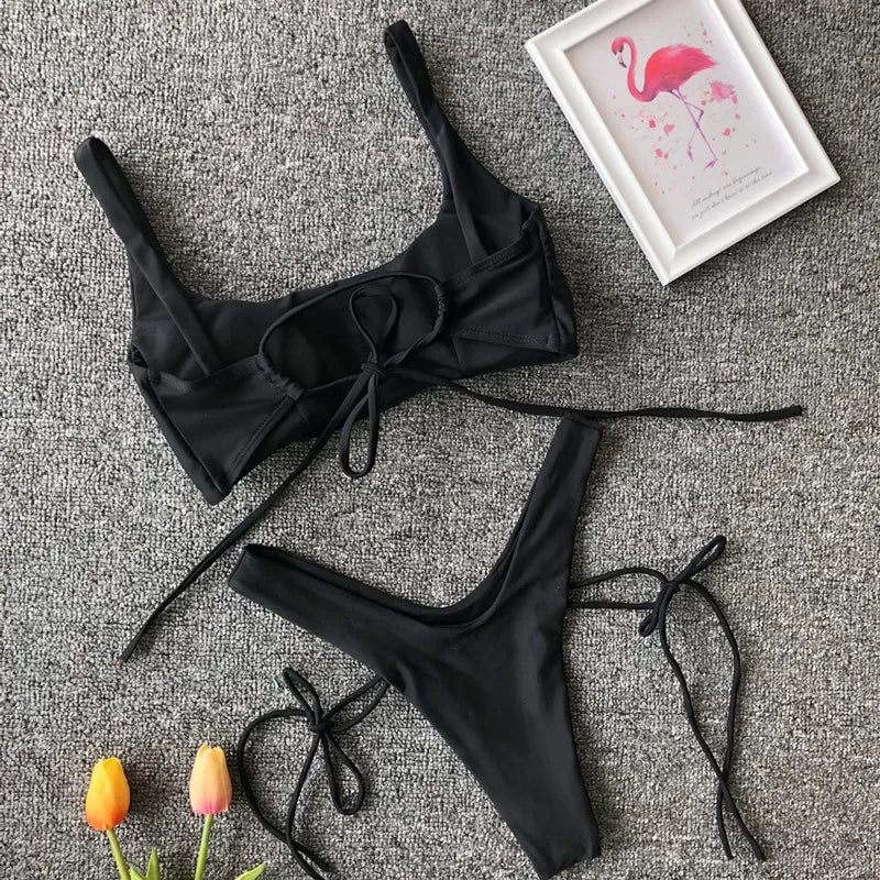 2026 High Cut Micro Thong Bikini Female Thong Bikinis Swimsuit Women Swimwear Two-pieces Bikini Set Brazilian Bathing Suit Swim