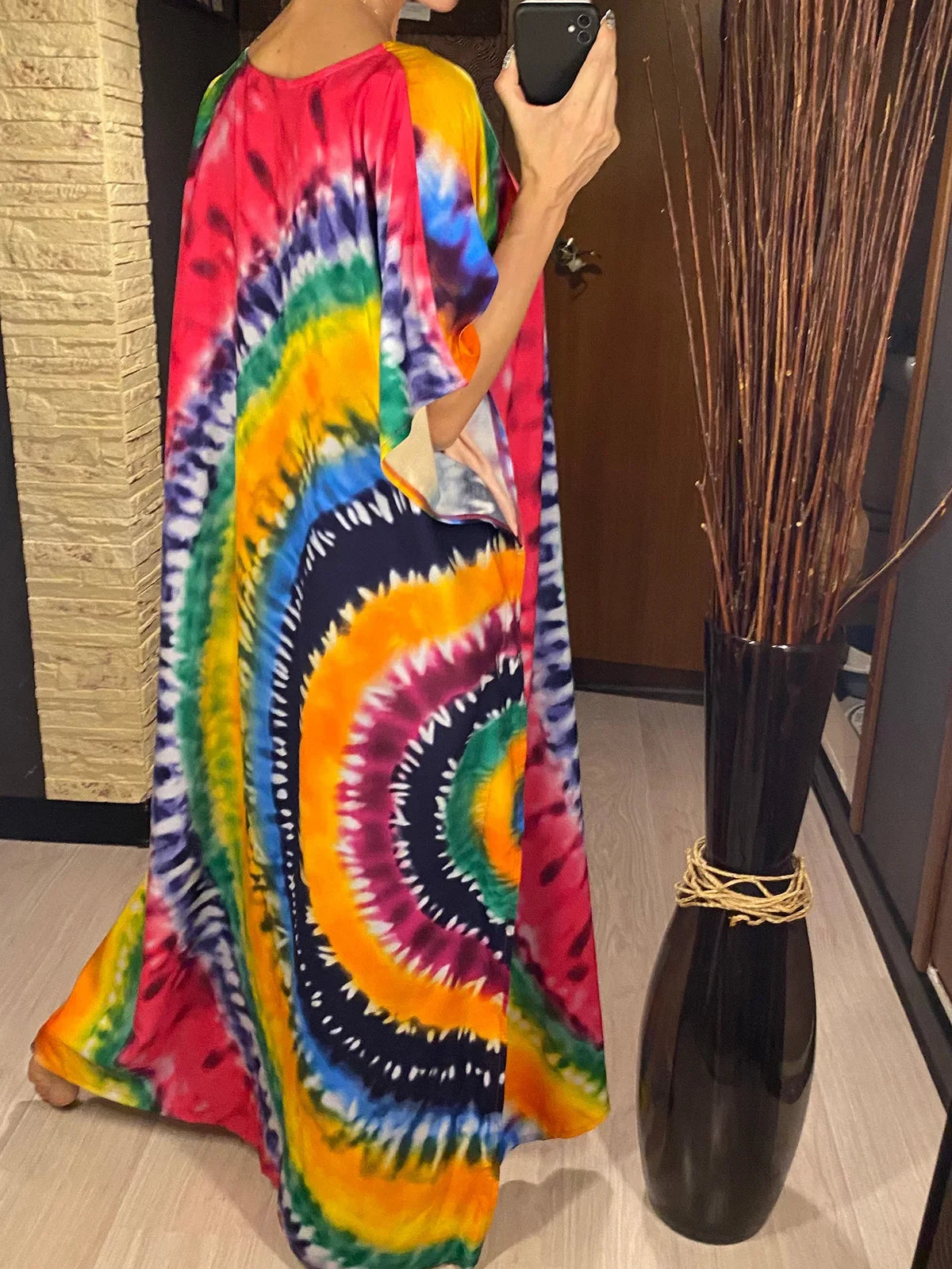 2026 New Colorful Kaftan Tunic Beach Dress Beach Wear Beachwear Beach Cover Up Cover-upsLoose Maxi Dress Female Women V4428