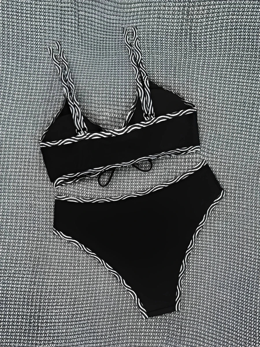 2026 Leopard Bikinis High Waist Swimsuit Women Tie Front Strappy Swimwear Female Beachwear Bathers Bathing Swimming Swim Suit
