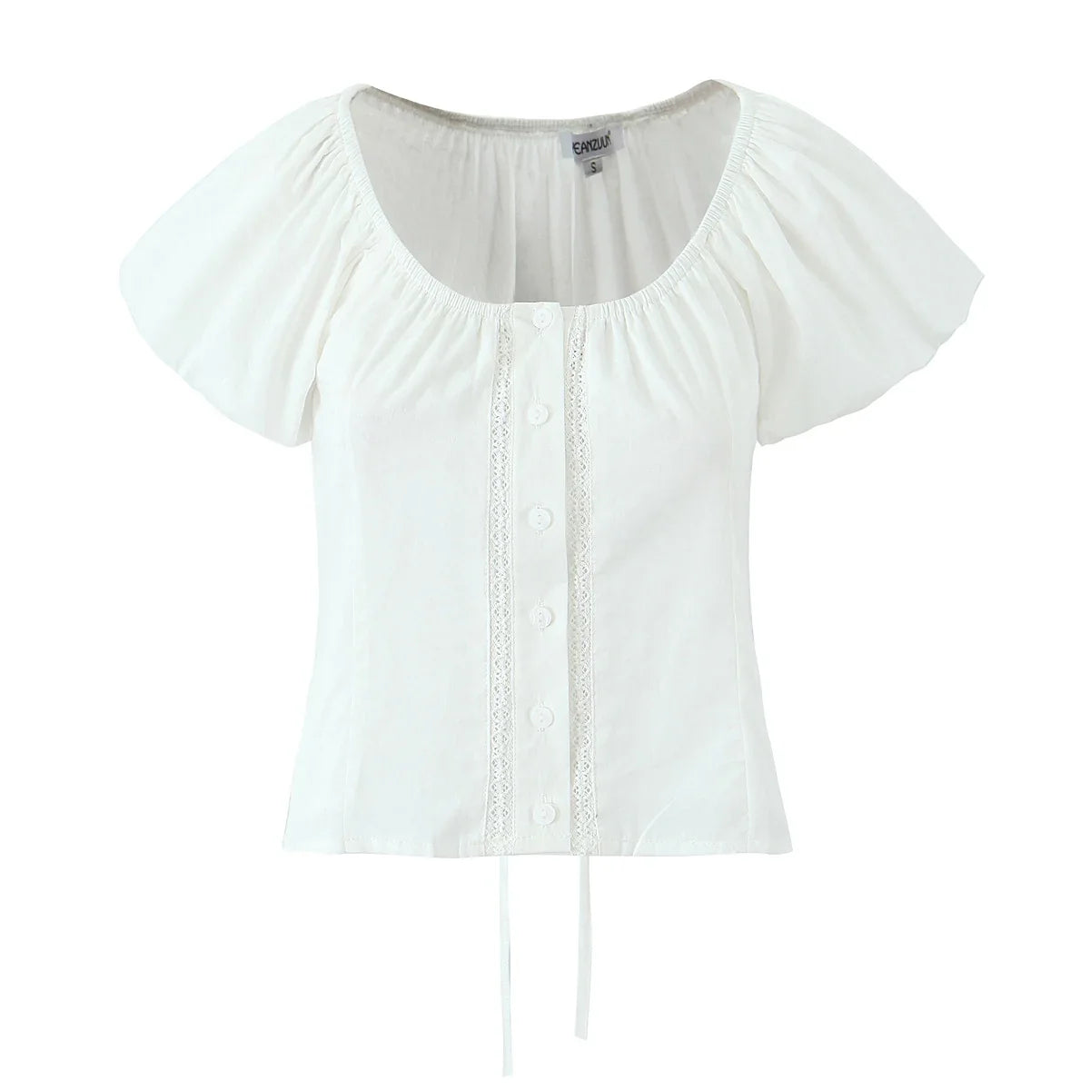 Foridol White Cotton Women Summer Crop Tops Lace Patchwork Short Female Tops Puff Sleeve Square Collar Slim Top Blouse 2025