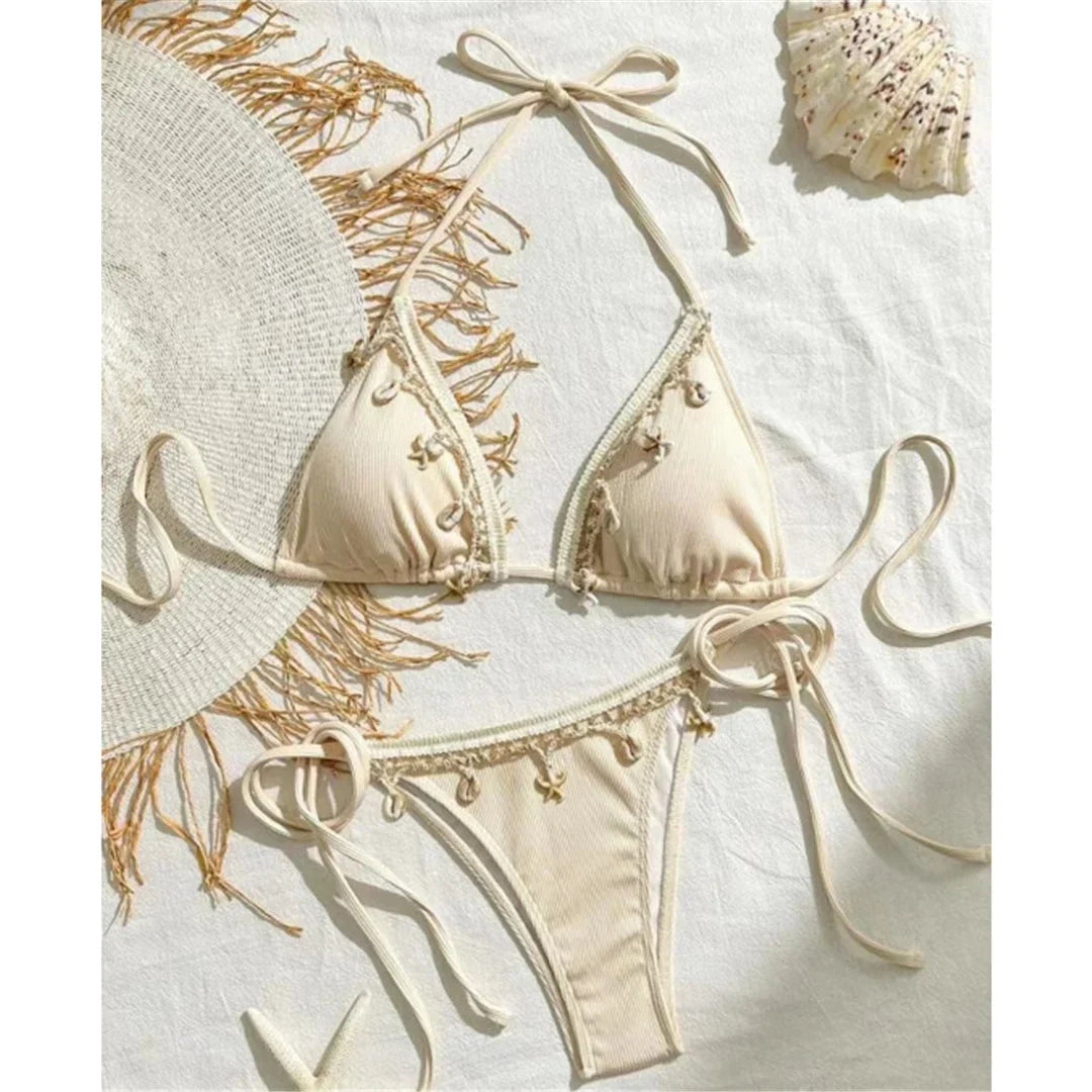 New Splicing Halter Strappy Brazilian Bikini Women Swimwear Female Swimsuit Two-Pieces Bikini Set Bather Bathing Suit Swim V6024