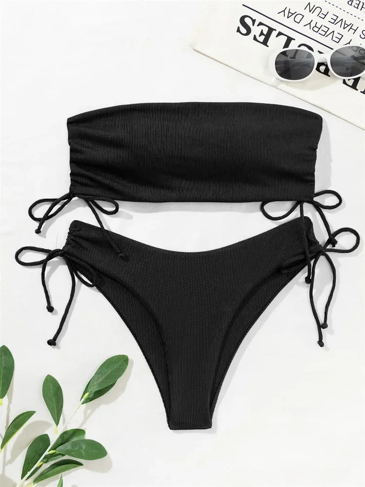 Sexy Bandeau Bikinis 2025 Women Brazilian Swimwear Female Swimsuit Two Pieces Bikini Set Bather Bathing Suits Girls Beach Wear