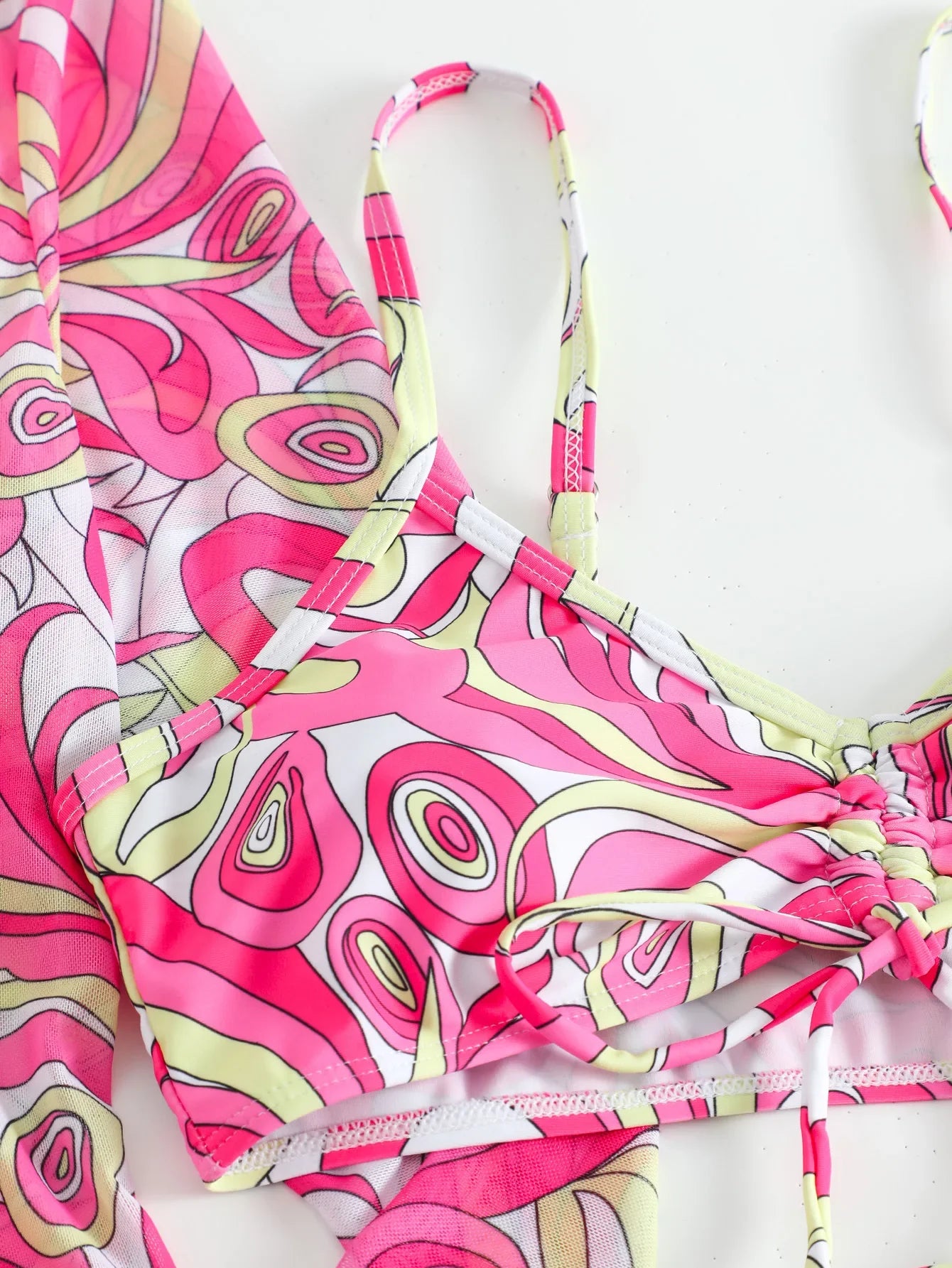 New Sexy 3 Pieces Suit for Women Neck Hanging Bikini Set+Cover-up Swimwear Sunproof Tankini High Waist Shorts Swimsuit Beachwear