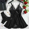 Tulle Suspenders Lace V-Neck Sleepwear Underwear Semi-transparent Night Dress Women's Sexy Lingerie Nightgowns Nighties