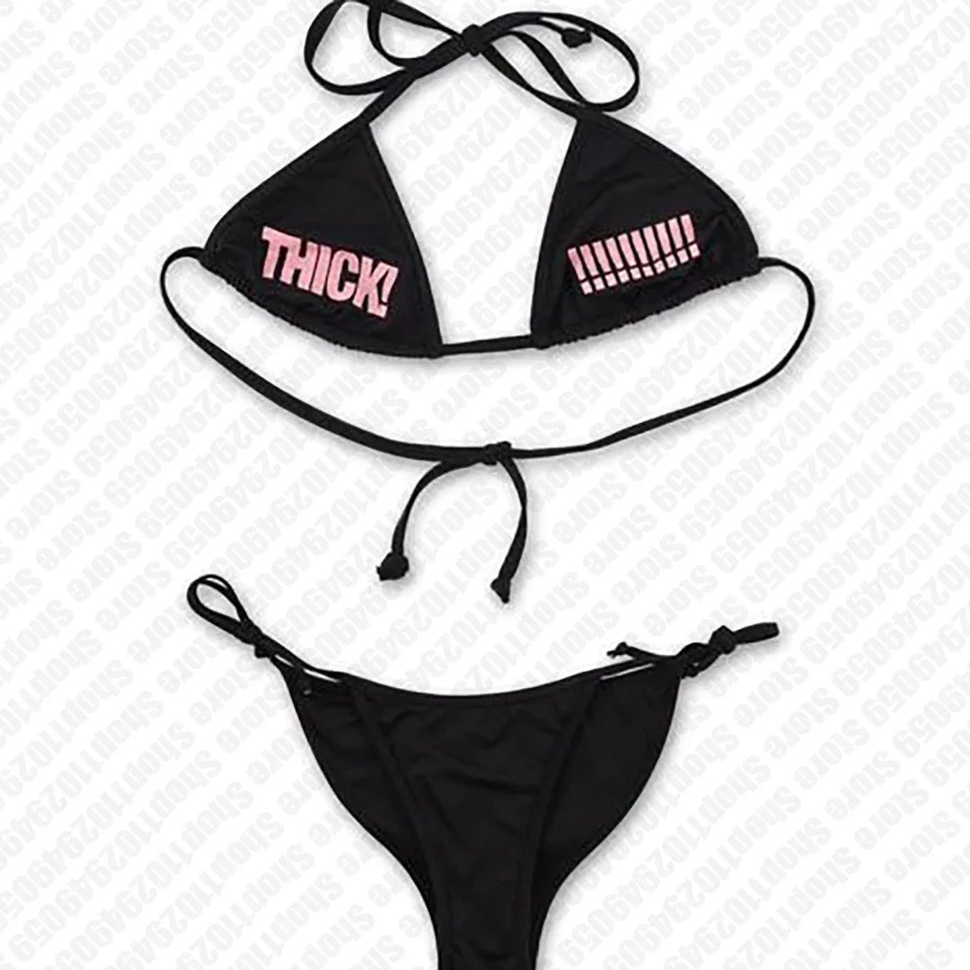 Goth Sexy Bikini Kawaii Bikini Gothic Bikini Y2k T shirt Summer Fashion Bustier Top Y2k Letter Bikini Crop Top Clothes Emo Girls