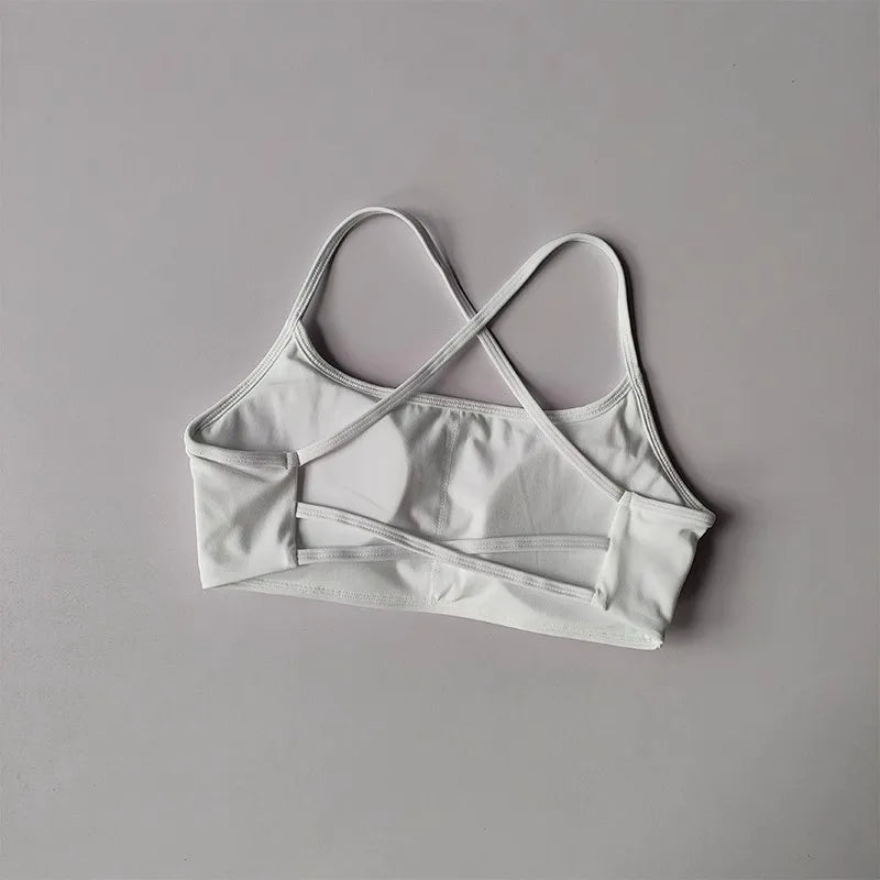 Women's Sexy Cross Backless Yoga Sports Bra Quick Drying Skin Friendly Nude Fitness Bra for Active Wear
