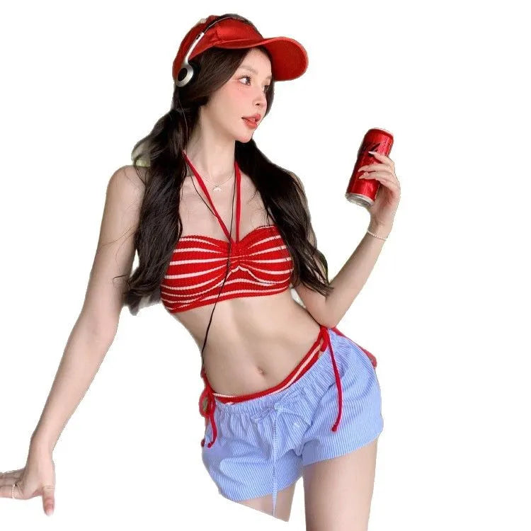 New Split Swimsuit for Women, Bikini, Spicy Girl, High-end, Sexy Sweet, Hanging Neck, Strapless, Hanging Neck, Vacation Swimsuit