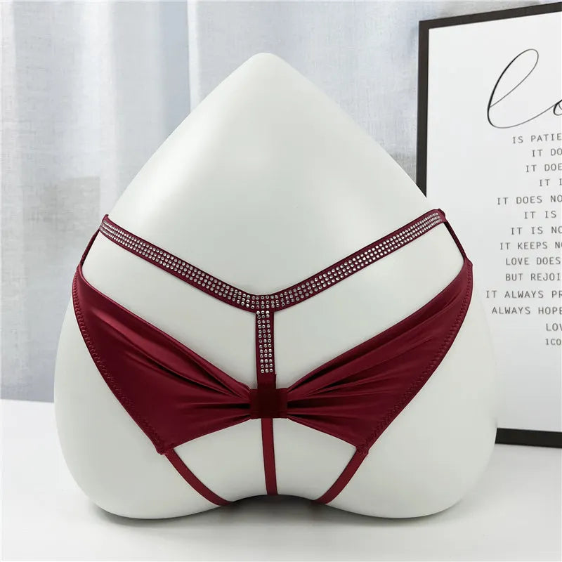 Rhinestones Girls Sexy G String Panties Women Underwear Briefs Hollow Out Thong Transparent Lingerie Intimates