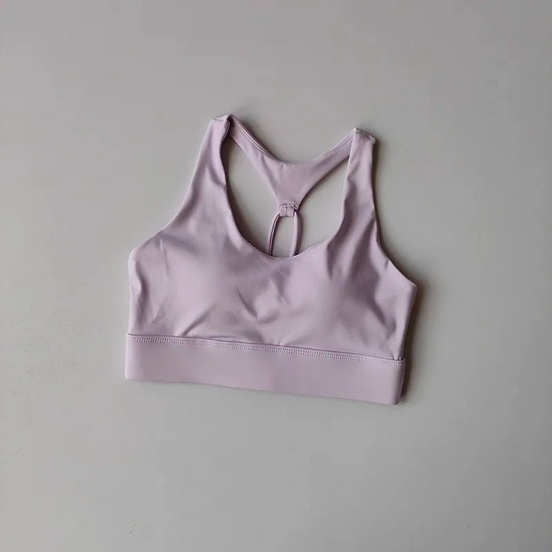 Women's Sexy Slim Strap Yoga Sports Bra Shock-Absorbing Gathered Back Design for Training Run Integrated Beautiful Back Style
