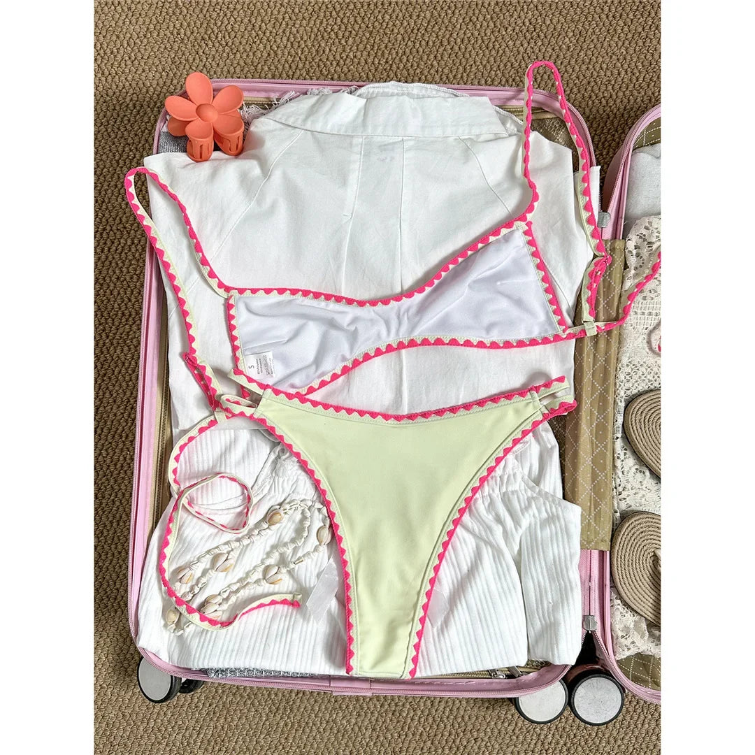 2026 Floral Flower Printed Bikini Women Swimwear Female Swimsuit Two-Pieces Bikini Set Brazilian Bather Bathing Suit Swim V8205