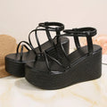 2026 New Chunky Platform Gladiator Sandals Women Gold Elastic Band Wedge High Heel Sandals Woman Plus Size 43 Summer Sandles
