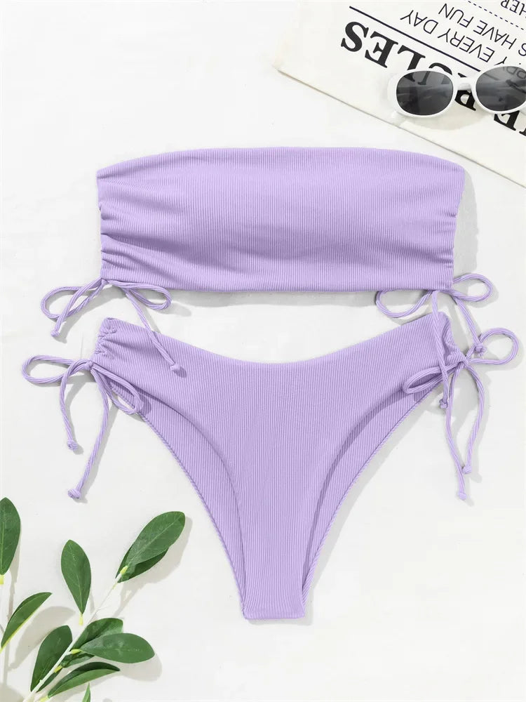 Sexy Bandeau Bikinis 2025 Women Brazilian Swimwear Female Swimsuit Two Pieces Bikini Set Bather Bathing Suits Girls Beach Wear
