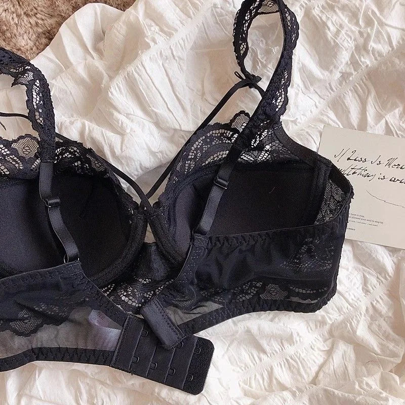 MOYISU Minimizer Bra French Lace for Large Bust, Anti Sagging Full Coverage Push Up Underwire Set, Sensuous Women Sexy Bra & Set